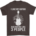 I Like My Guitar and 3 People Rock n Roll Mens T-Shirt 100% Cotton Dark Chocolate