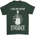 I Like My Guitar and 3 People Rock n Roll Mens T-Shirt 100% Cotton Forest Green