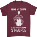 I Like My Guitar and 3 People Rock n Roll Mens T-Shirt 100% Cotton Maroon