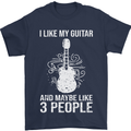 I Like My Guitar and 3 People Rock n Roll Mens T-Shirt 100% Cotton Navy Blue