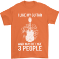 I Like My Guitar and 3 People Rock n Roll Mens T-Shirt 100% Cotton Orange