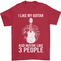 I Like My Guitar and 3 People Rock n Roll Mens T-Shirt 100% Cotton Red