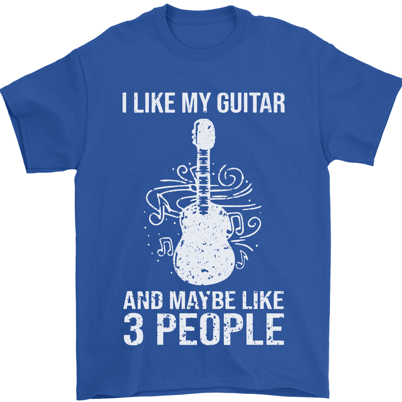 I Like My Guitar and 3 People Rock n Roll Mens T-Shirt 100% Cotton Royal Blue