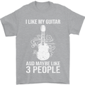 I Like My Guitar and 3 People Rock n Roll Mens T-Shirt 100% Cotton Sports Grey