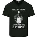 I Like My Guitar and 3 People Rock n Roll Mens V-Neck Cotton T-Shirt Black