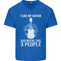 I Like My Guitar and 3 People Rock n Roll Mens V-Neck Cotton T-Shirt Royal Blue