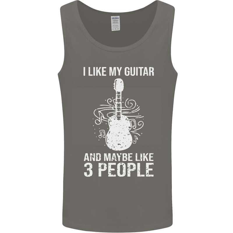 I Like My Guitar and 3 People Rock n Roll Mens Vest Tank Top Charcoal