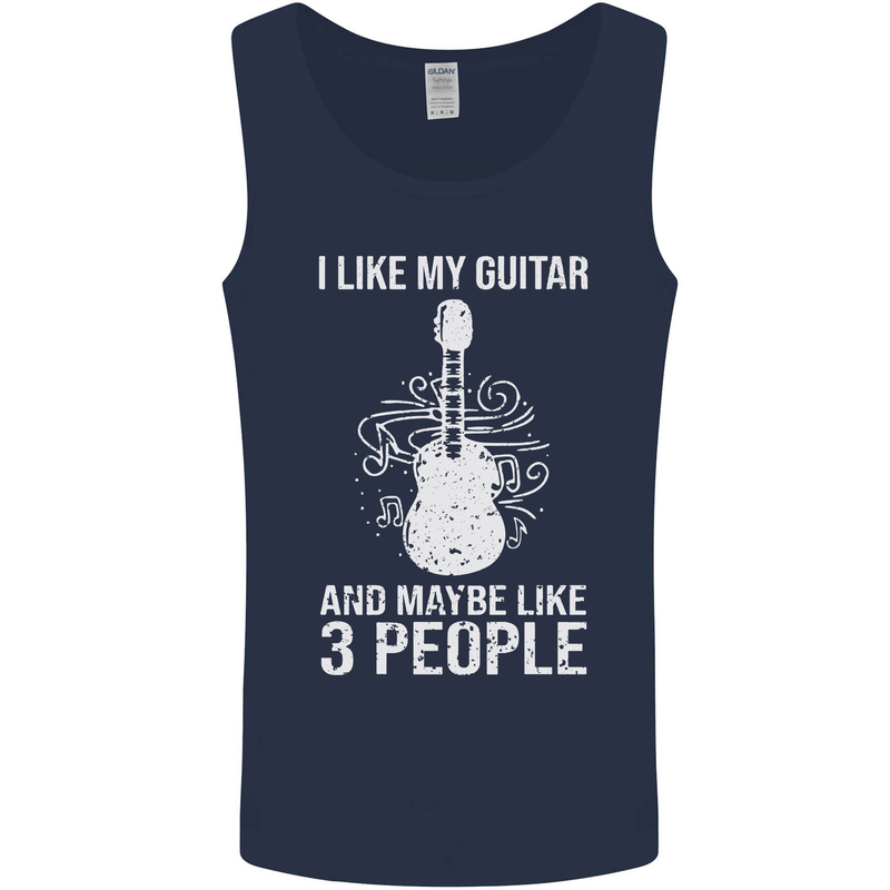 I Like My Guitar and 3 People Rock n Roll Mens Vest Tank Top Navy Blue