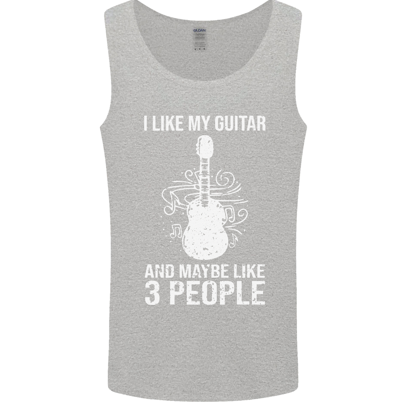 I Like My Guitar and 3 People Rock n Roll Mens Vest Tank Top Sports Grey