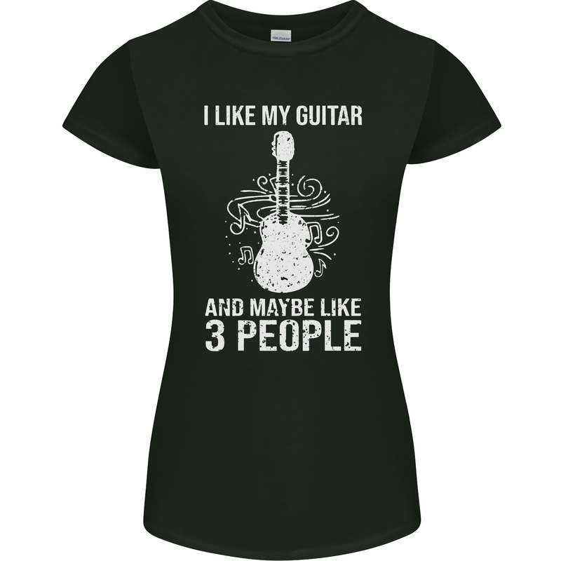 I Like My Guitar and 3 People Rock n Roll Womens Petite Cut T-Shirt Black