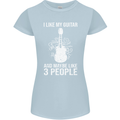 I Like My Guitar and 3 People Rock n Roll Womens Petite Cut T-Shirt Light Blue