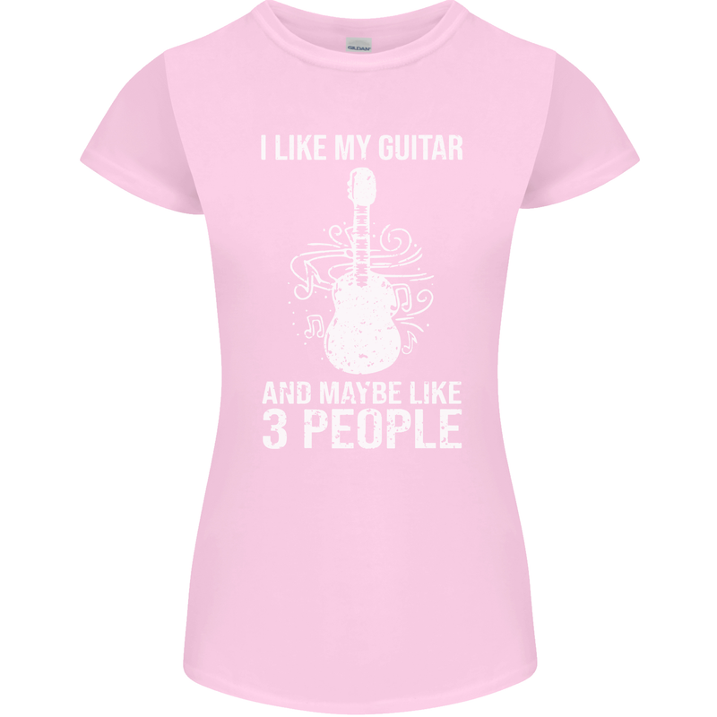 I Like My Guitar and 3 People Rock n Roll Womens Petite Cut T-Shirt Light Pink