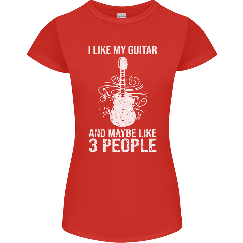 I Like My Guitar and 3 People Rock n Roll Womens Petite Cut T-Shirt Red