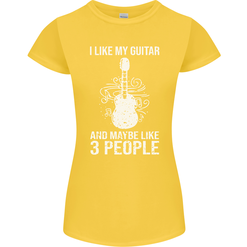 I Like My Guitar and 3 People Rock n Roll Womens Petite Cut T-Shirt Yellow