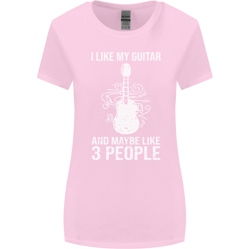 I Like My Guitar and 3 People Rock n Roll Womens Wider Cut T-Shirt Light Pink