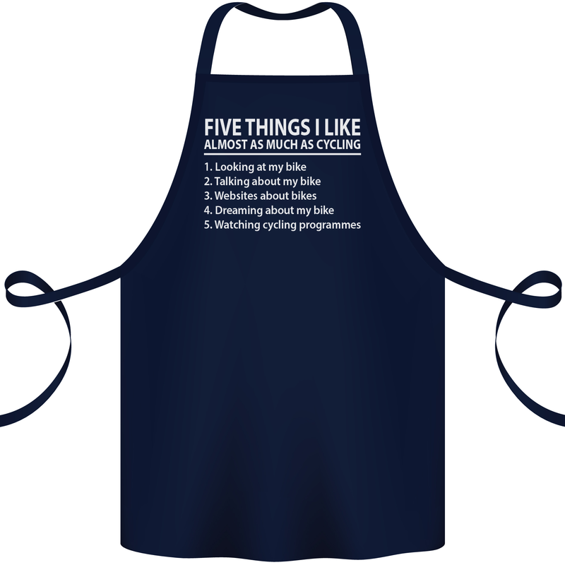 I Like as Much as Riding My Bike Cycling Cotton Apron 100% Organic Navy Blue