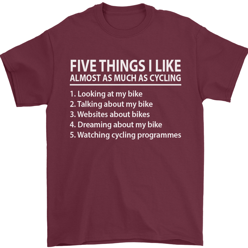 I Like as Much as Riding My Bike Cycling Mens T-Shirt Cotton Gildan Maroon