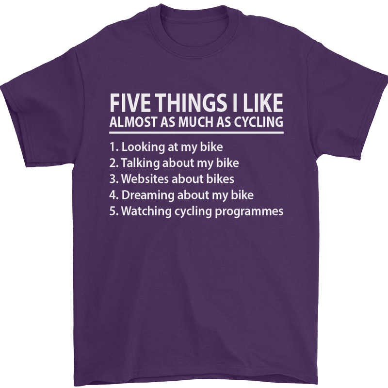 I Like as Much as Riding My Bike Cycling Mens T-Shirt Cotton Gildan Purple