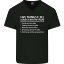 I Like as Much as Riding My Bike Cycling Mens V-Neck Cotton T-Shirt Black