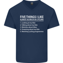 I Like as Much as Riding My Bike Cycling Mens V-Neck Cotton T-Shirt Navy Blue