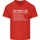 I Like as Much as Riding My Bike Cycling Mens V-Neck Cotton T-Shirt Red