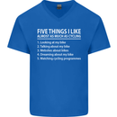 I Like as Much as Riding My Bike Cycling Mens V-Neck Cotton T-Shirt Royal Blue