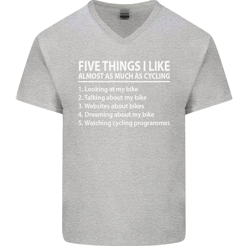 I Like as Much as Riding My Bike Cycling Mens V-Neck Cotton T-Shirt Sports Grey