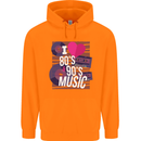 I Love 80s 90s Music Pop Rock Acid House Childrens Kids Hoodie Orange