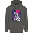 I Love 80s 90s Music Pop Rock Acid House Childrens Kids Hoodie Storm Grey
