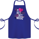 I Love 80s 90s Music Pop Rock Acid House Cotton Apron 100% Organic Royal Blue