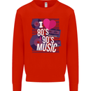 I Love 80s 90s Music Pop Rock Acid House Kids Sweatshirt Jumper Bright Red