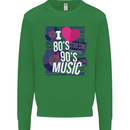I Love 80s 90s Music Pop Rock Acid House Kids Sweatshirt Jumper Irish Green