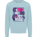 I Love 80s 90s Music Pop Rock Acid House Kids Sweatshirt Jumper Light Blue