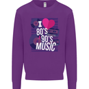 I Love 80s 90s Music Pop Rock Acid House Kids Sweatshirt Jumper Purple