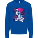 I Love 80s 90s Music Pop Rock Acid House Kids Sweatshirt Jumper Royal Blue