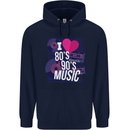 I Love 80s 90s Music Pop Rock Acid House Mens 80% Cotton Hoodie Navy Blue