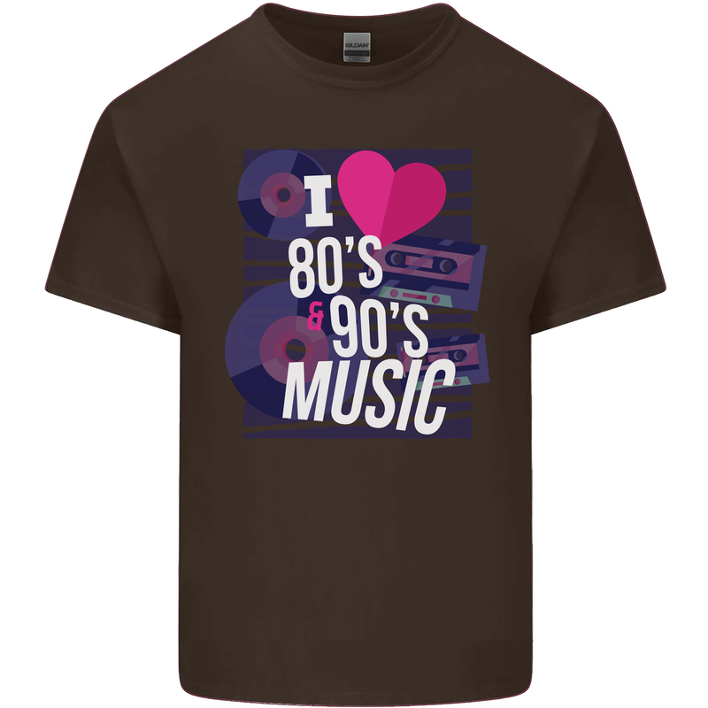 I Love 80s 90s Music Pop Rock Acid House Mens Cotton T-Shirt Tee Top Dark Chocolate