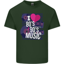 I Love 80s 90s Music Pop Rock Acid House Mens Cotton T-Shirt Tee Top Forest Green