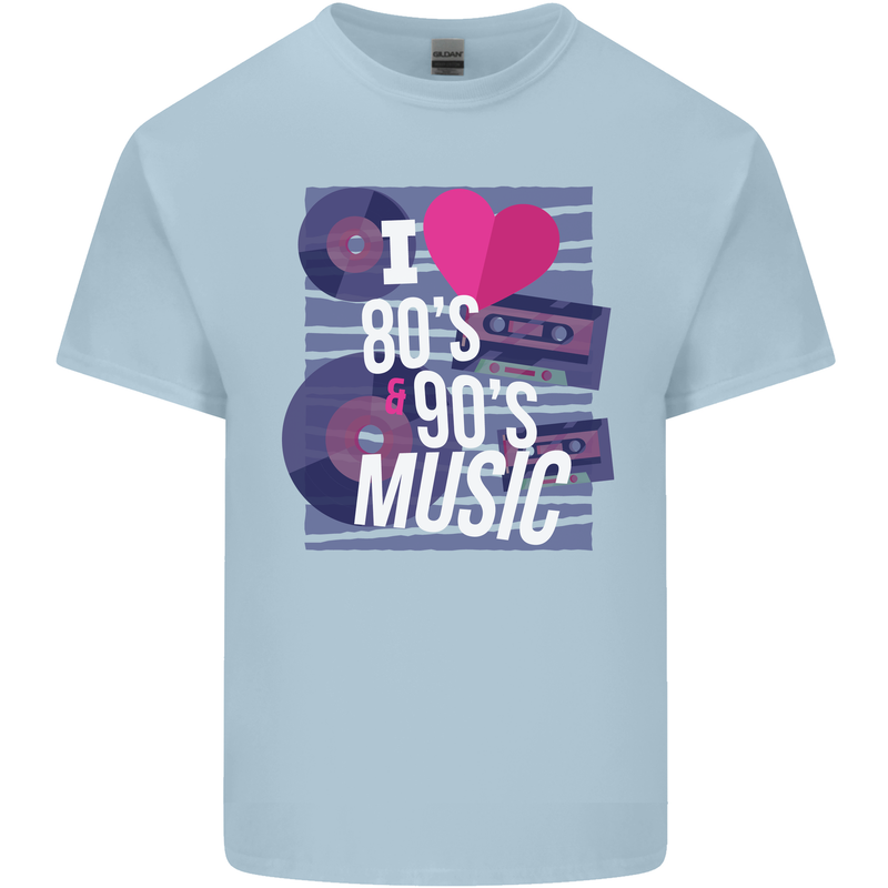 I Love 80s 90s Music Pop Rock Acid House Mens Cotton T-Shirt Tee Top Light Blue