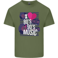 I Love 80s 90s Music Pop Rock Acid House Mens Cotton T-Shirt Tee Top Military Green