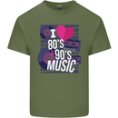 I Love 80s 90s Music Pop Rock Acid House Mens Cotton T-Shirt Tee Top Military Green