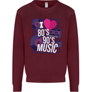 I Love 80s 90s Music Pop Rock Acid House Mens Sweatshirt Jumper Maroon