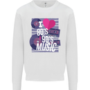 I Love 80s 90s Music Pop Rock Acid House Mens Sweatshirt Jumper White