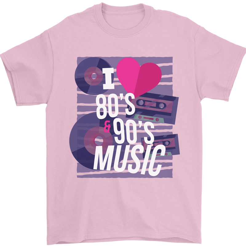 I Love 80s 90s Music Pop Rock Acid House Mens T-Shirt 100% Cotton Light Pink