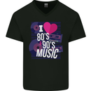 I Love 80s 90s Music Pop Rock Acid House Mens V-Neck Cotton T-Shirt Black