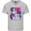 I Love 80s 90s Music Pop Rock Acid House Mens V-Neck Cotton T-Shirt Sports Grey