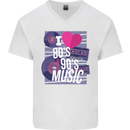 I Love 80s 90s Music Pop Rock Acid House Mens V-Neck Cotton T-Shirt White