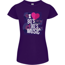 I Love 80s 90s Music Pop Rock Acid House Womens Petite Cut T-Shirt Purple