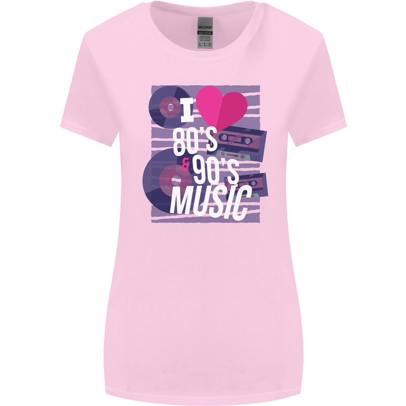 I Love 80s 90s Music Pop Rock Acid House Womens Wider Cut T-Shirt Light Pink