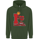 I Love Basketball Childrens Kids Hoodie Forest Green